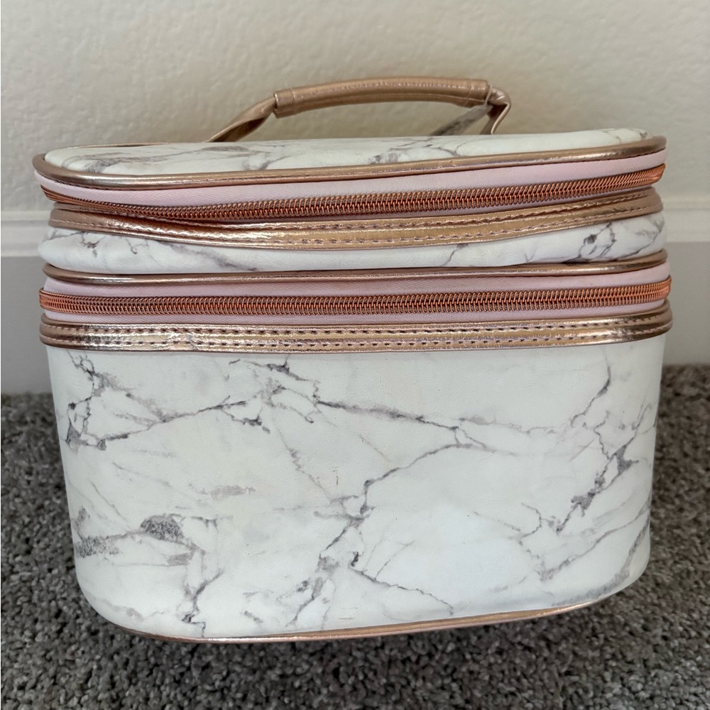 Charlotte Russe Marble Cosmetic Bag with Rose Gold Accents